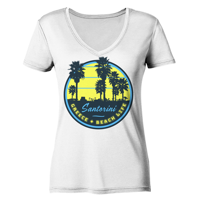 Santorini Greece Beach Life - Ladies Organic V-Neck Shirt