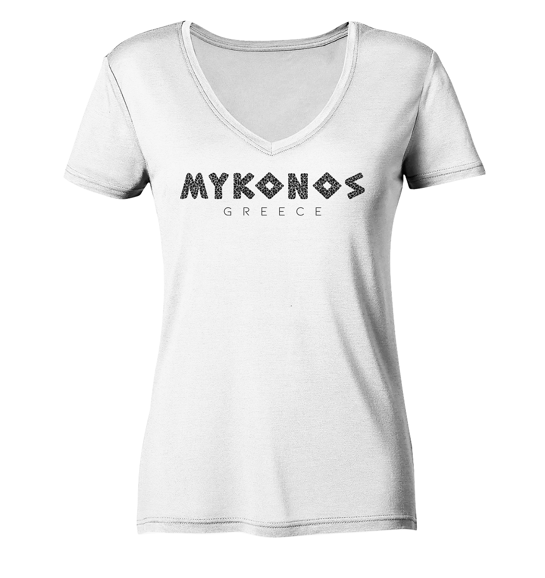 Mykonos Greece Mosaik - Ladies Organic V-Neck Shirt