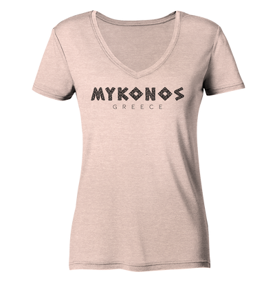 Mykonos Greece Mosaik - Ladies Organic V-Neck Shirt