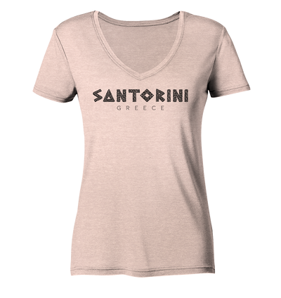Santorini Greece Mosaic - Ladies Organic V-Neck Shirt