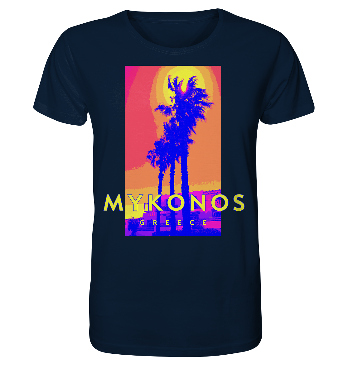 Blue palm trees Mykonos Greece - Organic Shirt