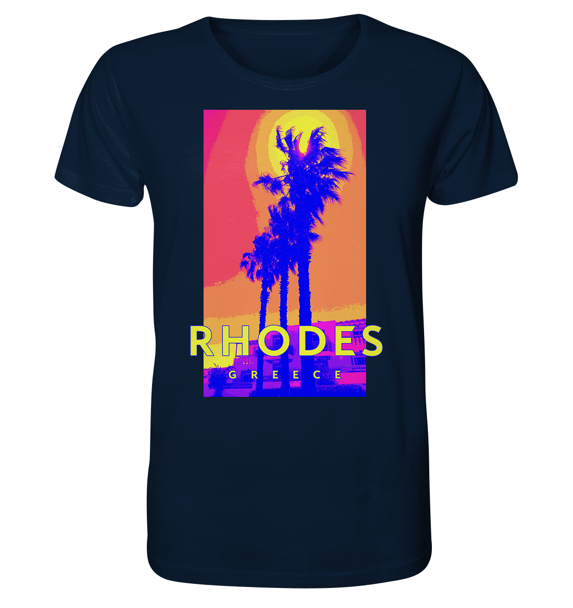 Blue palm trees Rhodes Greece - Organic Shirt