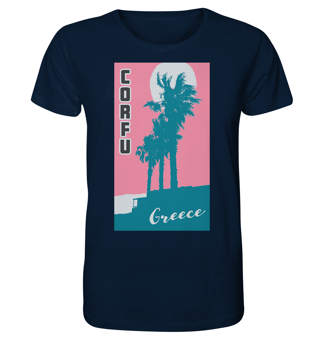 Palm trees & Pink Sky Corfu Greece - Organic Shirt
