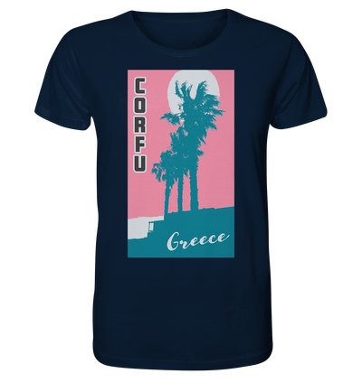 Palm trees &amp; Pink Sky Corfu Greece - Organic Shirt