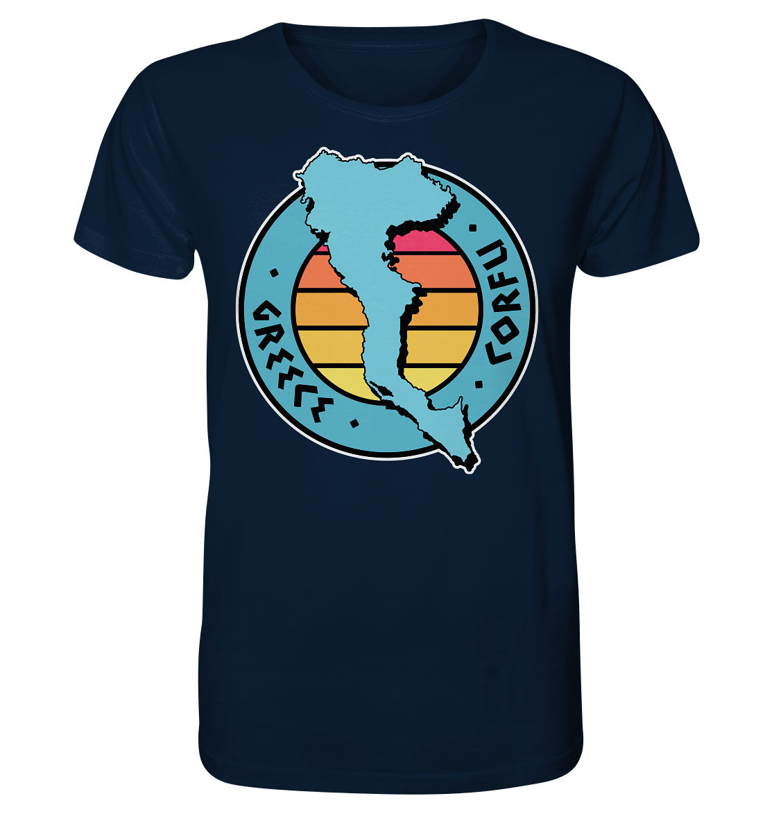 Corfu Greece Silhouette Stempel farbig - Organic Shirt