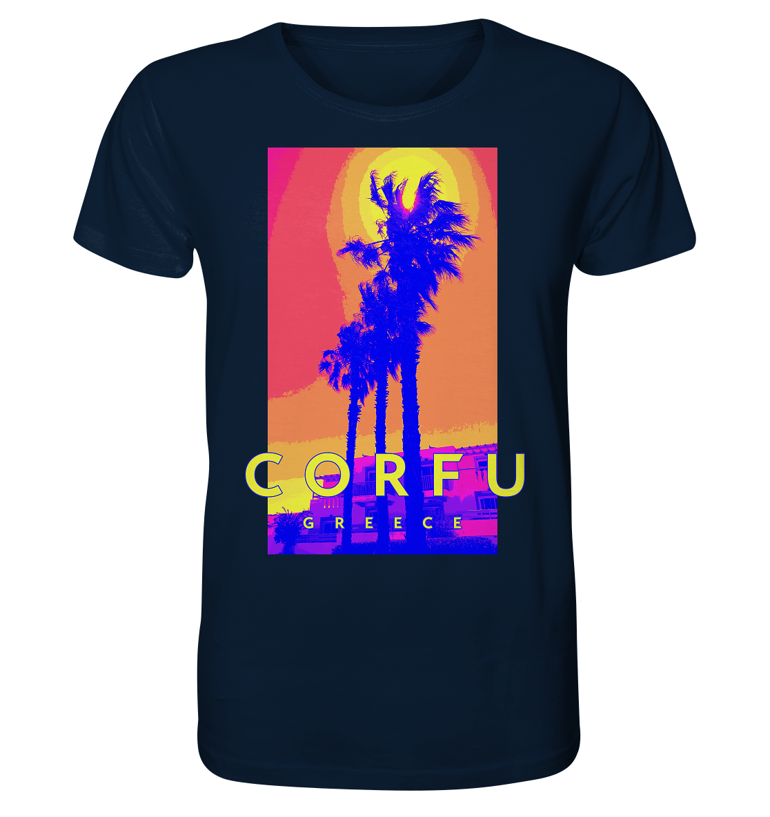Blue palm trees Corfu Greece - Organic Shirt