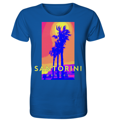 Blue palm trees Santorini Greece - Organic Shirt
