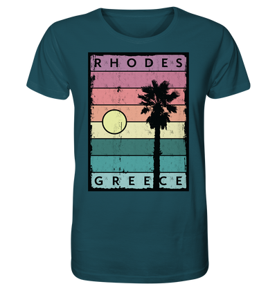 Sunset stripes &amp; Palm tree Rhodes Greece - Organic Shirt