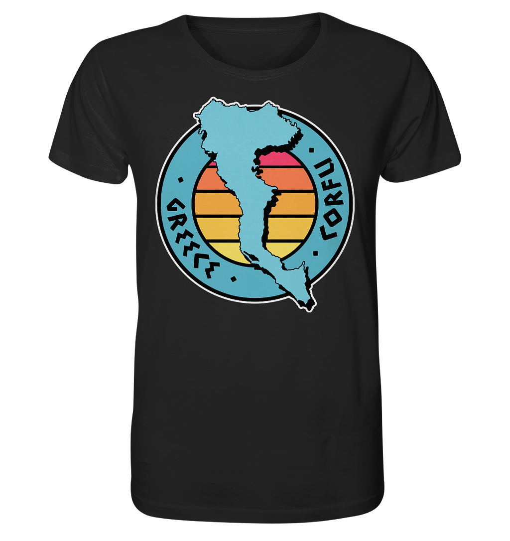 Corfou Grèce Silhouette Timbre Coloré - Chemise Bio