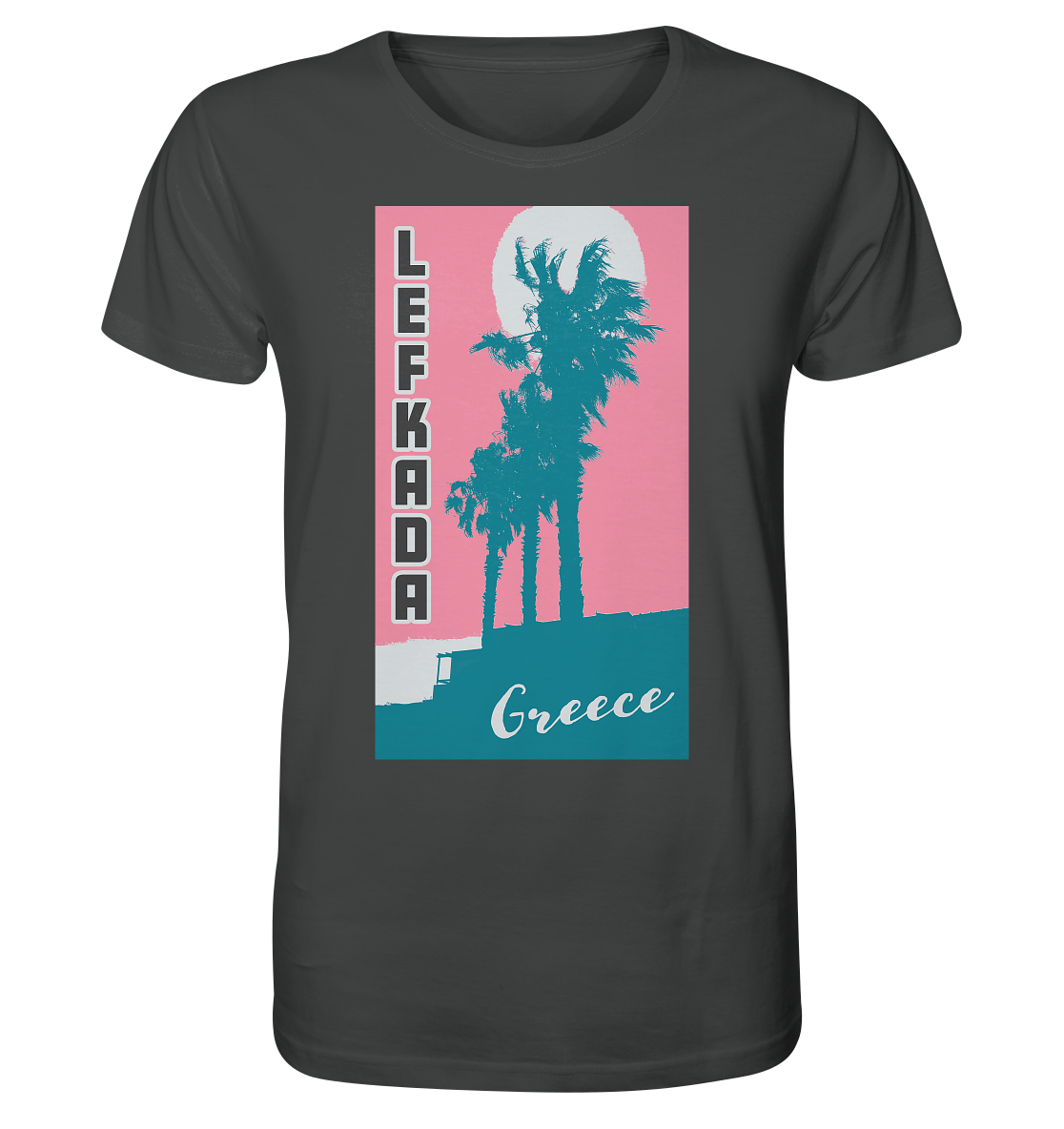 Palm trees &amp; Pink Sky Lefkada Greece - Organic Shirt