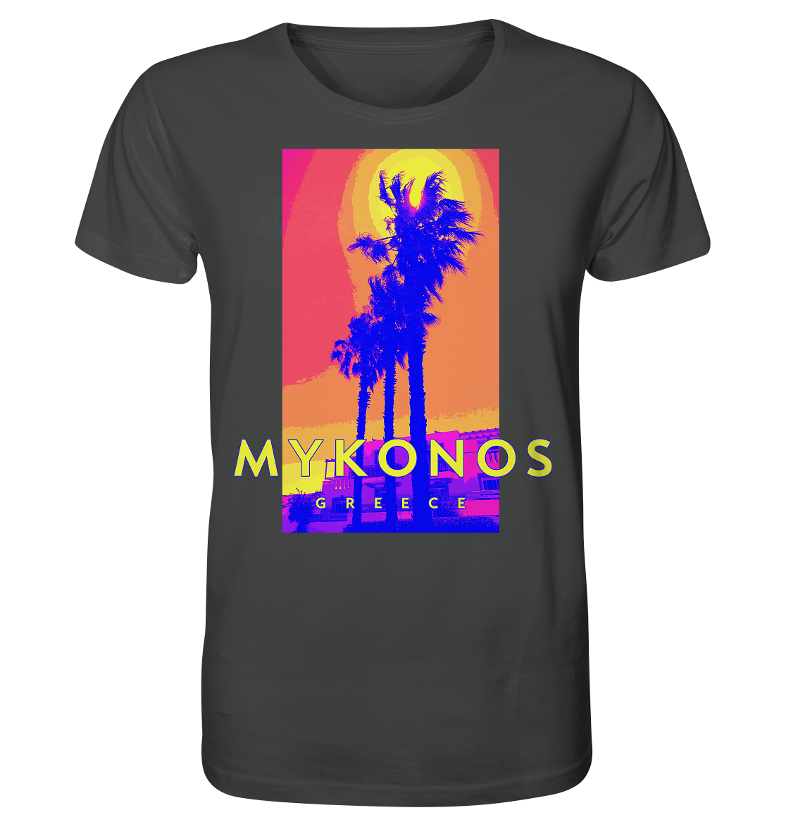 Blue palm trees Mykonos Greece - Organic Shirt