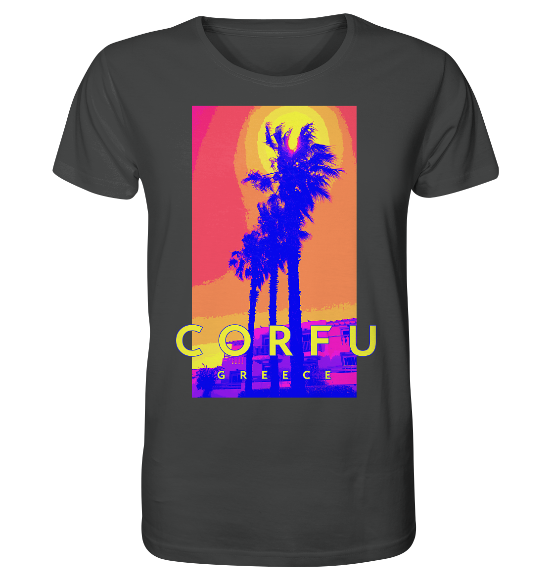 Blue palm trees Corfu Greece - Organic Shirt