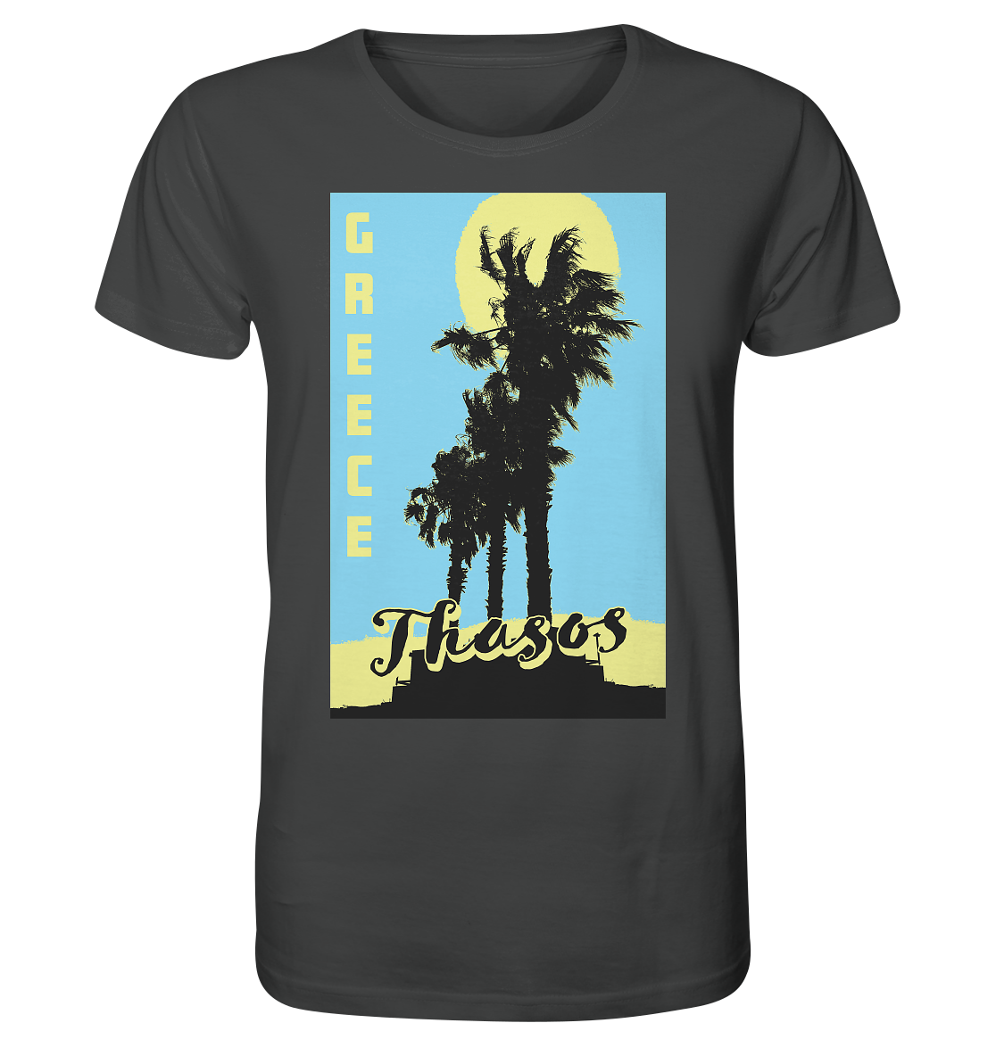 Black palm trees &amp; Yellow sun Thasos Greece - Organic Shirt