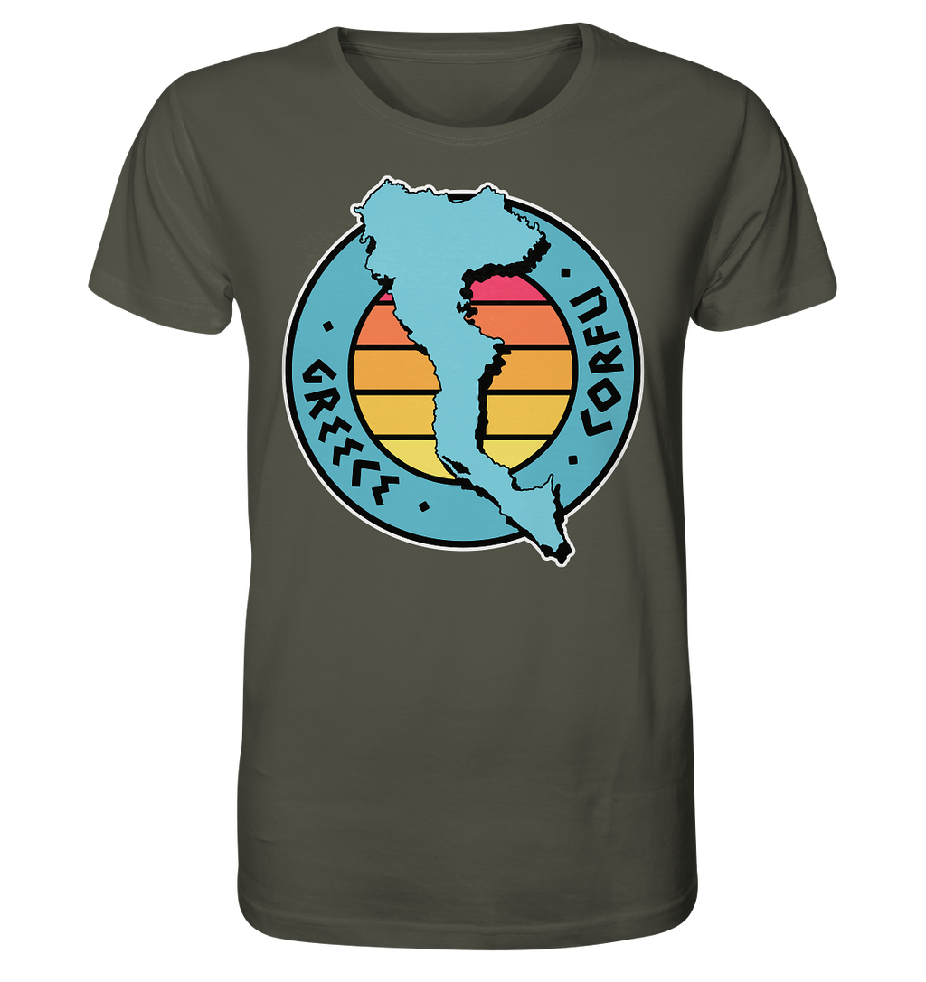 Corfou Grèce Silhouette Timbre Coloré - Chemise Bio