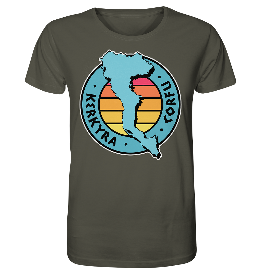 Corfu Kerkyra Silhouette Stamp Colored - Organic Shirt