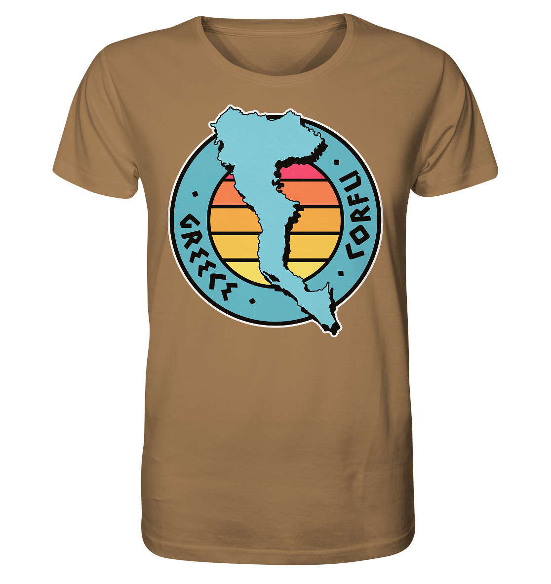 Corfu Greece Silhouette Stempel farbig - Organic Shirt