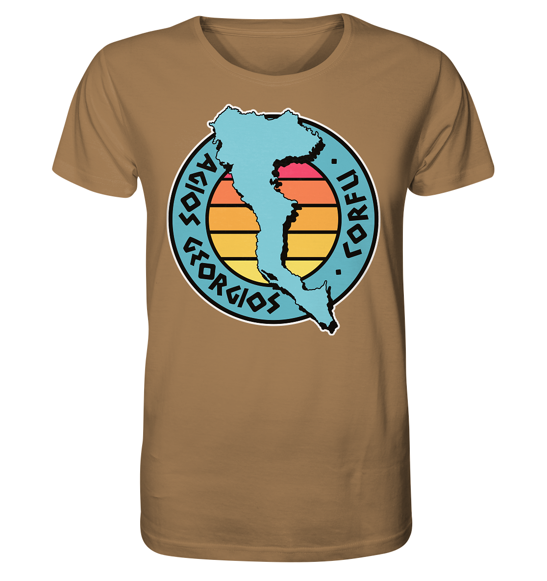 Corfu Agios Georgios silhouette stamp colored - organic shirt