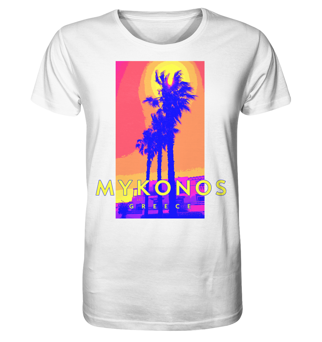 Blue palm trees Mykonos Greece - Organic Shirt