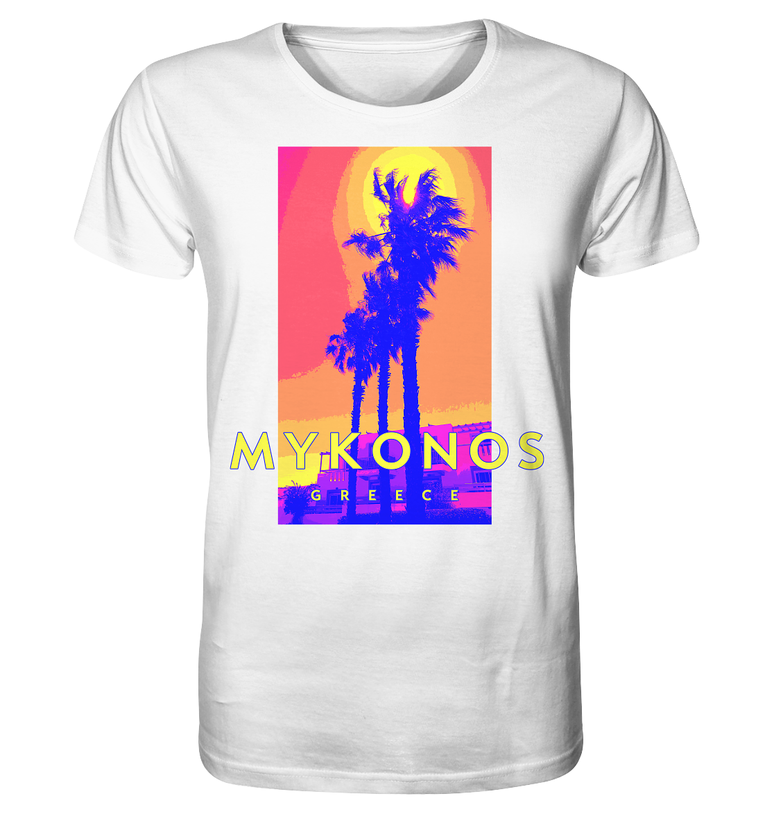 Blue palm trees Mykonos Greece - Organic Shirt