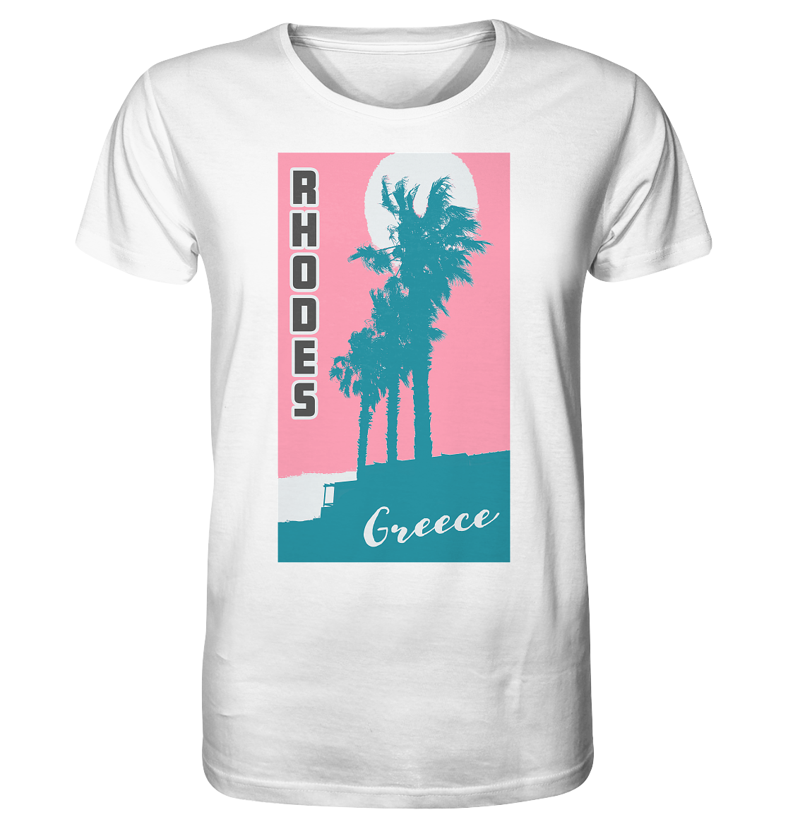 Palm trees & Pink Sky Rhodes Greece - Organic Shirt