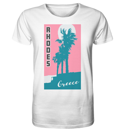 Palm trees &amp; Pink Sky Rhodes Greece - Organic Shirt