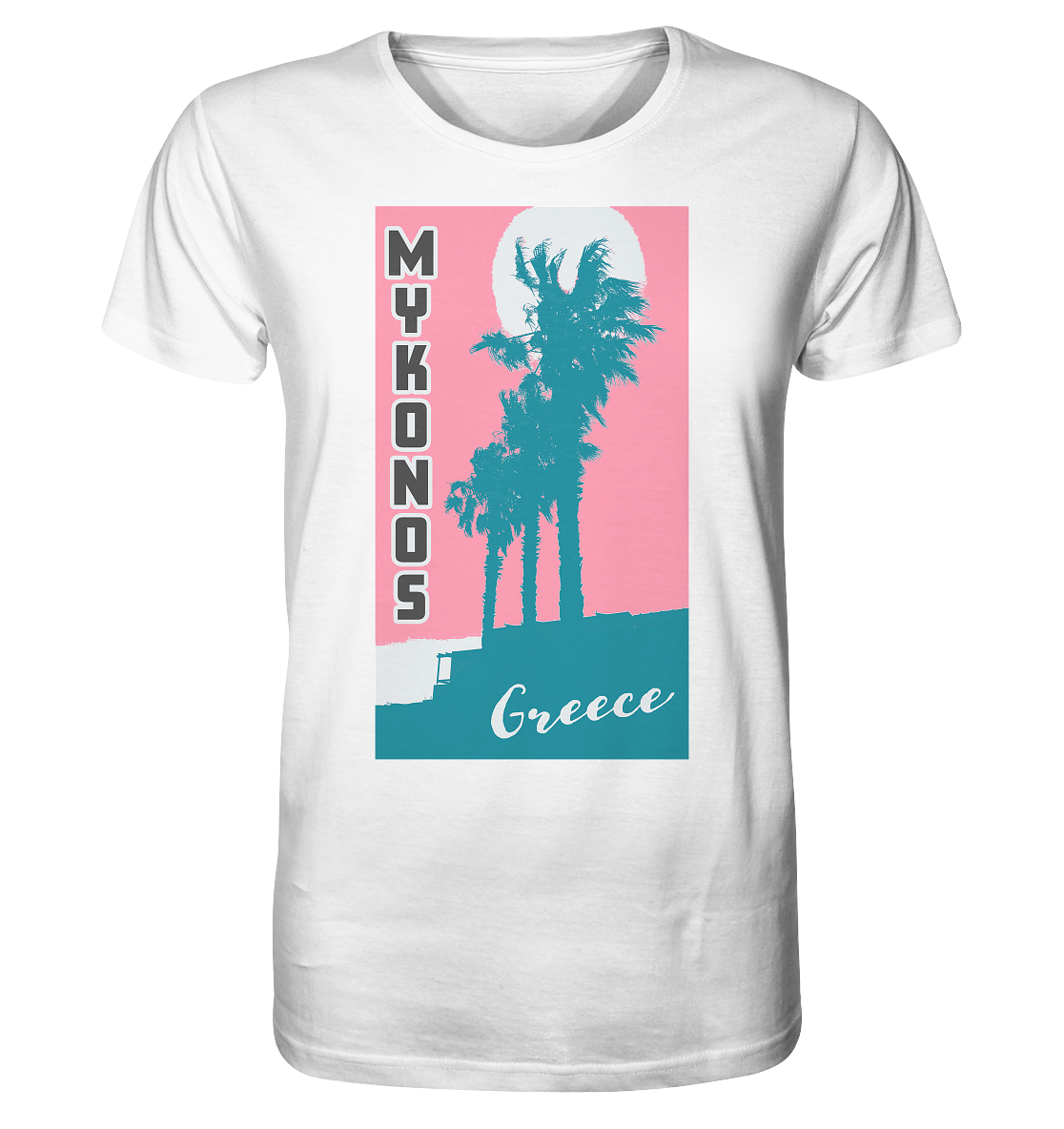 Palm trees &amp; Pink Sky Mykonos Greece - Organic Shirt