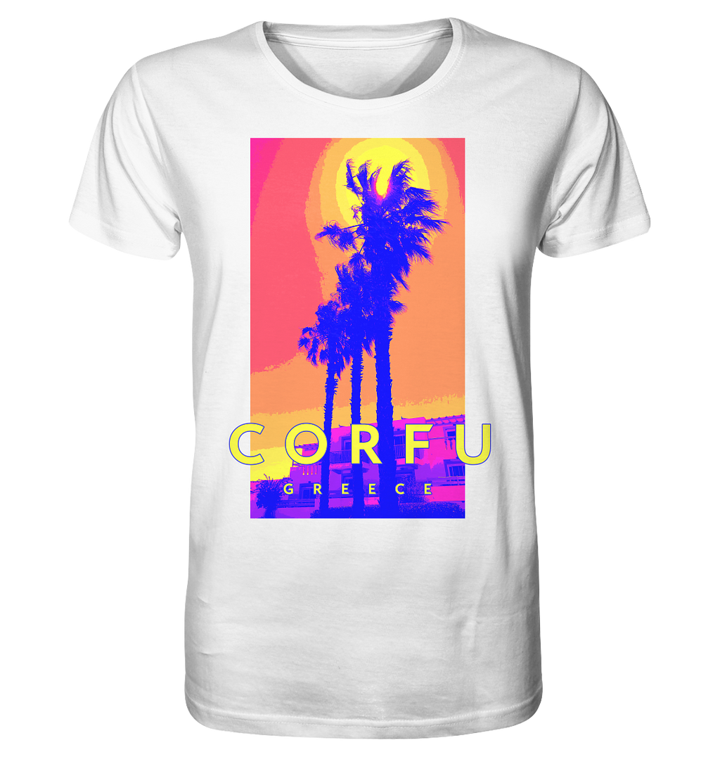 Blue palm trees Corfu Greece - Organic Shirt