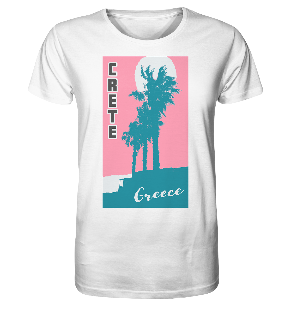 Palm trees &amp; Pink Sky Crete Greece - Organic Shirt