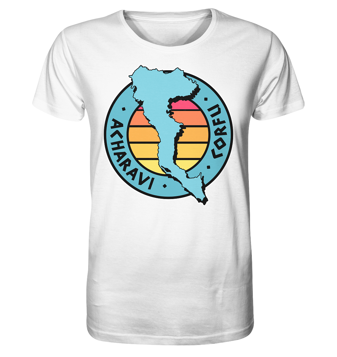 Corfu Acharavi Silhouette Stempel farbig  - Organic Shirt