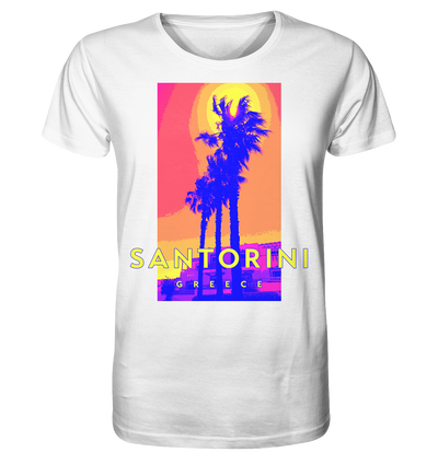 Blue palm trees Santorini Greece - Organic Shirt