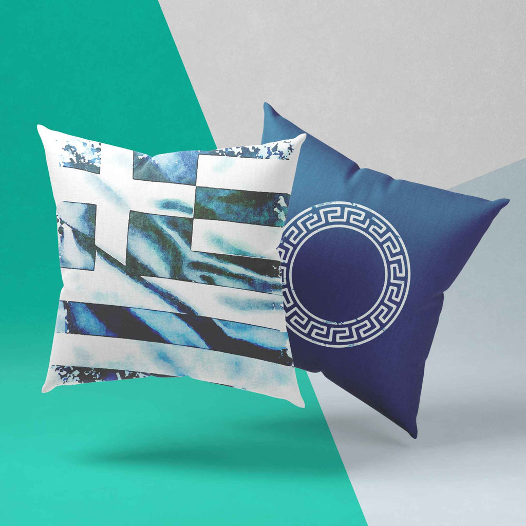Pillow set "Greece in blue watercolor", series 1