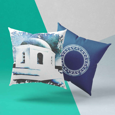 Cushion "Greece in blue watercolor", series 1